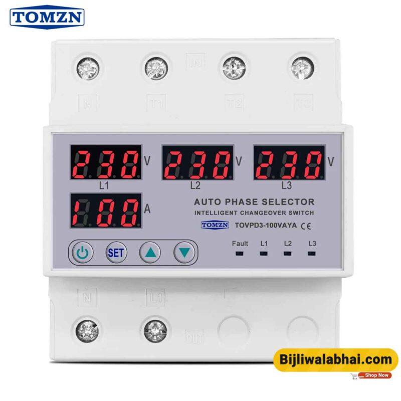 3 phase Din rail phase selector Voltmeter adjustable Over and Under Voltage protection