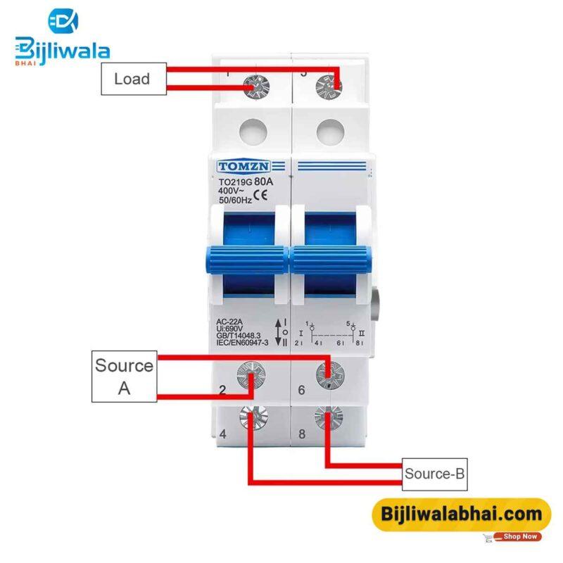 TOMZN 2P 80A breaker type manual changeover switch