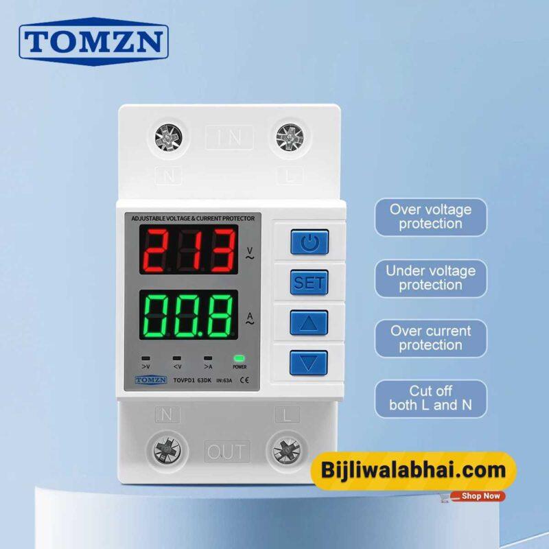 TOMZN Voltage Current Protector Cut off L+N 230V 63A