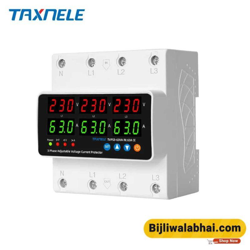 Taxnele 3 Phase Din rail Voltage and current Protector