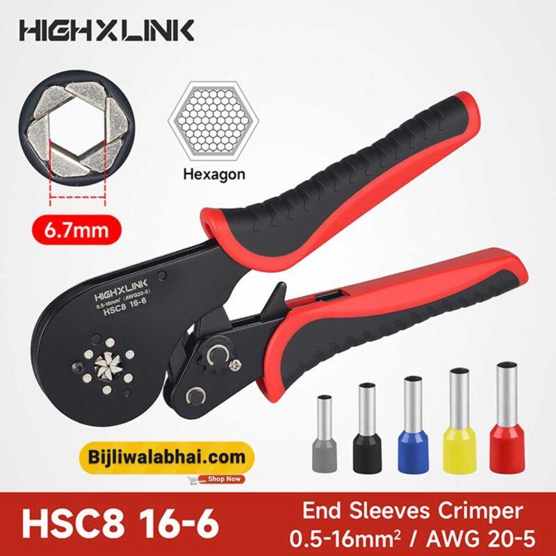 HSC8 16-6 Ferrule Crimping Plier 0.08-16mm² Hexagonal Ratchet Tool